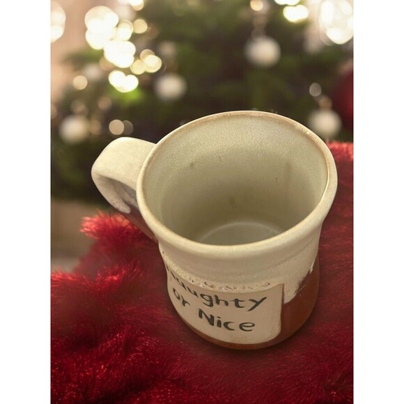 Naughty or Nice Christmas Funny Cute N-D Pottery Stoneware Coffee Mug Oversize - Picture 4 of 6
